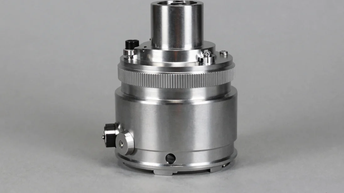Single industrial machine component photographed in clean studio light on a neutral surface, clear product views, 50mm l